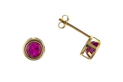 9ct Gold Ruby Earrings 5mm Solitaire Stud July Birthstone Hallmarked