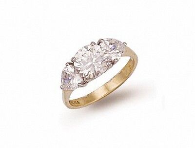Yellow Gold Engagement Ring Three Stone Trilogy Ring Ladies Gold Ring Hallmarked