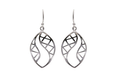 Solid Silver Leaf Earrings Drop Drops 925 Hallmark