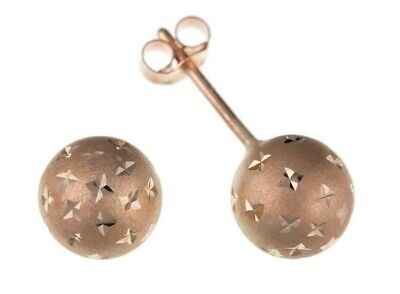 Rose Gold Ball Stud Earrings 7mm 9 Carat 375 Hallmark British Made