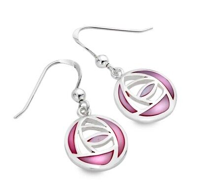 Mackintosh Rose Drop Earrings Real Mother of Pearl Drop 925 Sterling Silver