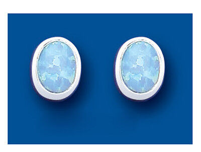 Opal Earrings Blue Opal Stud Sterling Silver Solitaire Studs