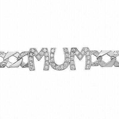 MUM Curb Link Bracelet Gemstone Solid Sterling Silver Hallmarked
