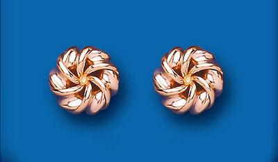 Rose Gold Knot Stud Earrings 10mm 9 Carat 375 Hallmark British Made