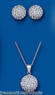 Solid Silver Pendant and Earrings Set Austrian Crystal