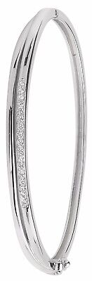 Ladies Oval Sterling Silver Hinged Bangle Hallmarked