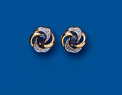 9ct Gold Sapphire Stud Earrings Yellow Gold September Birthstone Hallmarked