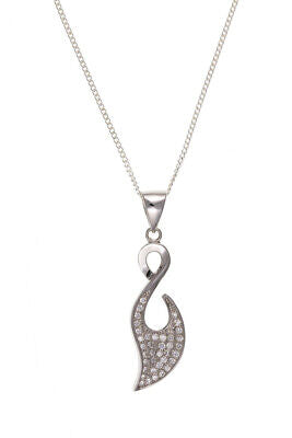 Sterling Silver Micro Pave Leaf Pendant 18" Chain 925 Hallmark