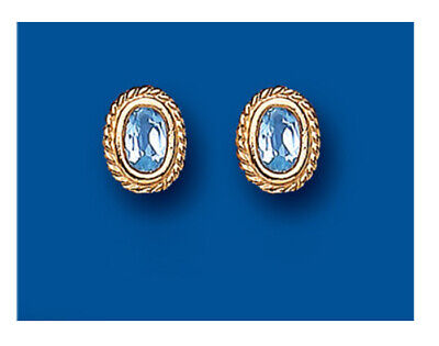 9ct Gold Blue Topaz Earrings Yellow Gold Stud November Birthstone Hallmark