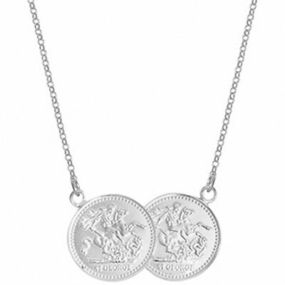 Half Sovereign Necklace Solid Sterling Silver Ladies Pendant 17 "