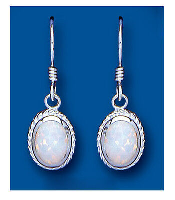 Sterling Silver Opal Earrings Drops 925 Hallmark British Made