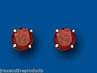 9ct Gold Garnet Earrings Yellow Gold 5mm Solitaire January Birthstone Hallmark