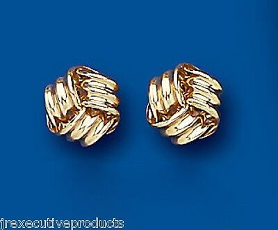 9ct Knot Stud Earrings Solid 9 Carat Yellow Gold 7mm Studs British Made
