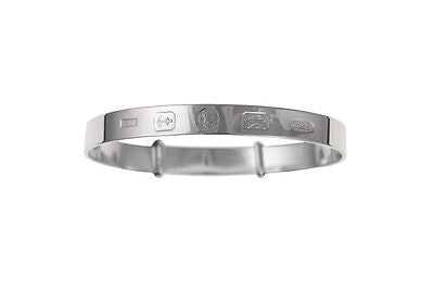Solid Silver Child's Bangle Age 3 - 7 Year Hallmark Design
