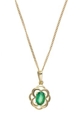 Yellow Gold Emerald Pendant Celtic Design Hallmarked 18" Chain British Made
