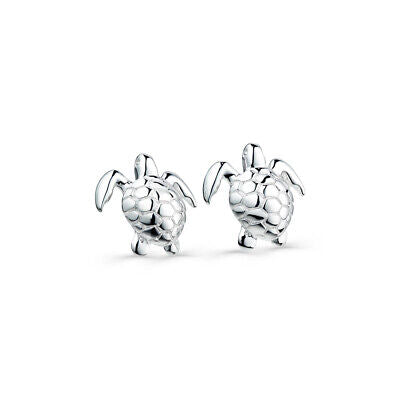 Silver Turtle Stud Earrings Sterling Silver 925 Hallmarked Studs