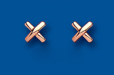 Rose Gold Kiss Stud Earrings Crossover Studs Solid 9 Carat British Made