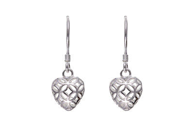 Silver Filigree Heart Earrings Drop Drops 925 Hallmark