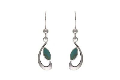 Silver Real Turquoise Earrings Drop Drops 925 Hallmark