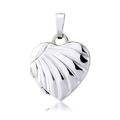 Heart Shaped Shell Locket 9ct White Gold Hallmarked British Made 14 x 14mm