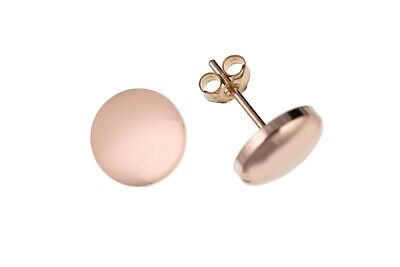 Rose Gold Button Stud Earrings 7mm 9 Carat 375 Hallmark British Made