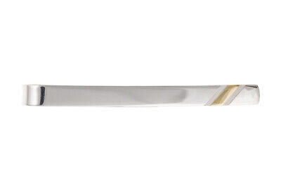 Tie Slide Solid Silver Yellow Gold Detail Men's Gents