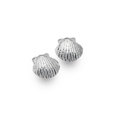 Baby Scallop Shell Earrings Sterling Silver 925 Hallmarked Studs