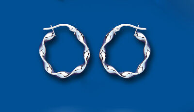 Hoop Earrings White Gold Twist Creole 19mm