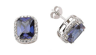 Sapphire Earrings Solid Silver Stud Sterling Silver Studs