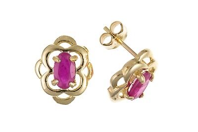 9ct Gold Ruby Celtic Stud Earrings July Birthstone Hallmarked