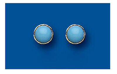 9ct Gold Turquoise Stud Earrings Solitaire Studs December Birthstone Hallmarked