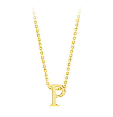 Capital P Initial Pendant 9ct Yellow Gold Ladies Complete With Gold Chain