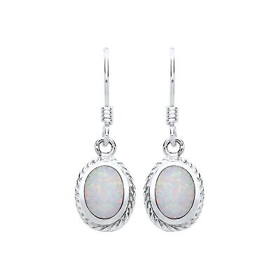 Sterling Silver Opal Earrings Drops 925 Hallmark British Made
