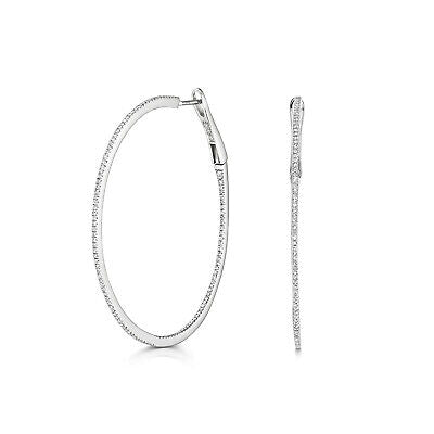Premium Diamond Oval Hoop Earrings White Gold 0.75ctw Diamonds 43mm