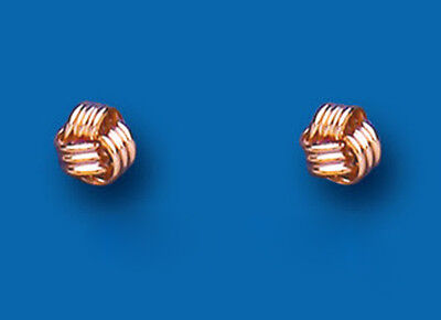 Rose Gold Knot Stud Earrings 4mm 9 Carat 375 Hallmark British Made