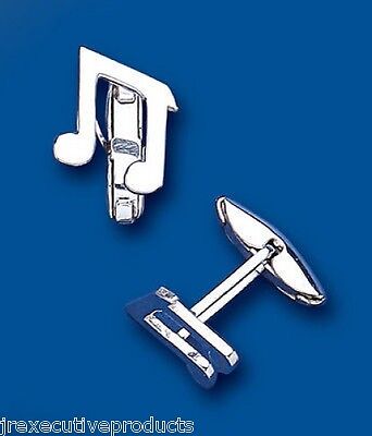 Quaver Musical Note Cufflinks Solid Sterling Silver