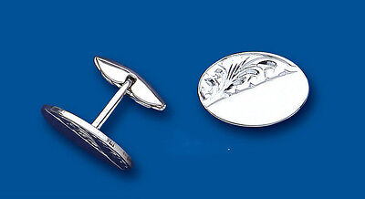 Oval Cufflinks Solid Sterling Silver Engraved Design
