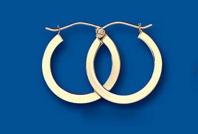 Hoop earrings Yellow Gold Square Edge Hoops Creole 20mm Hallmarked