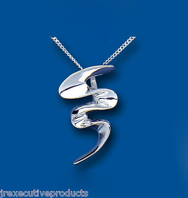 Solid Silver Swirl Pendant Necklace 18" Chain 925 Hallmark