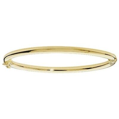 Yellow Gold Plain Bangle Ladies Hinged British Made & Hallmarked Womens Bracelet