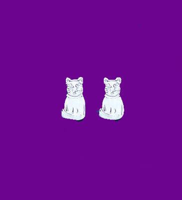 Silver Pussy Cat Earrings Sterling Silver 925 Hallmark Stud Ladies Studs Boxed