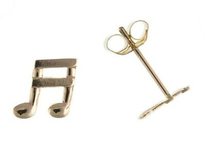 Semiquaver Musical Note Earrings 9 Carat Yellow Gold Musician Studs British Made