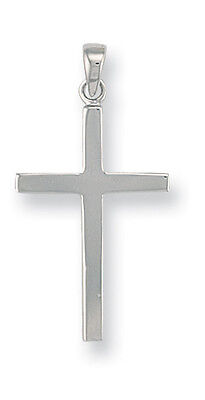 White Gold Plain Cross Pendant British Made Hallmarked