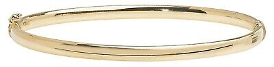 Ladies Yellow Gold Bangle Plain Hinged British Made & Hallmarked Womens Bracelet