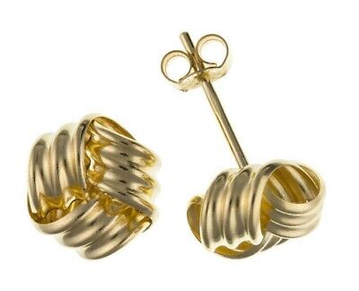 Yellow Gold Knot Stud Earrings Solid 9 Carat Studs 4mm British Made