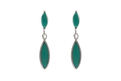 Real Turquoise Drop Earrings Solid Silver Natural Stone Drops 925 Hallmark