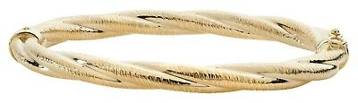 Yellow Gold Twist Bangle Hinged Ladies British Made Hallmarked Chunky Bracelet