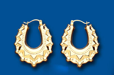 Gold Creole Hoop Victorian Style Hoops Yellow Gold 21 x 28mm