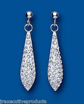 Silver Crystal Drop Earrings Drops Austrian Crystals 925 Hallmark