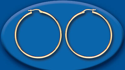 Large Gold Hoop Earrings 40mm Yellow Gold Hallmarked Hoops Creole